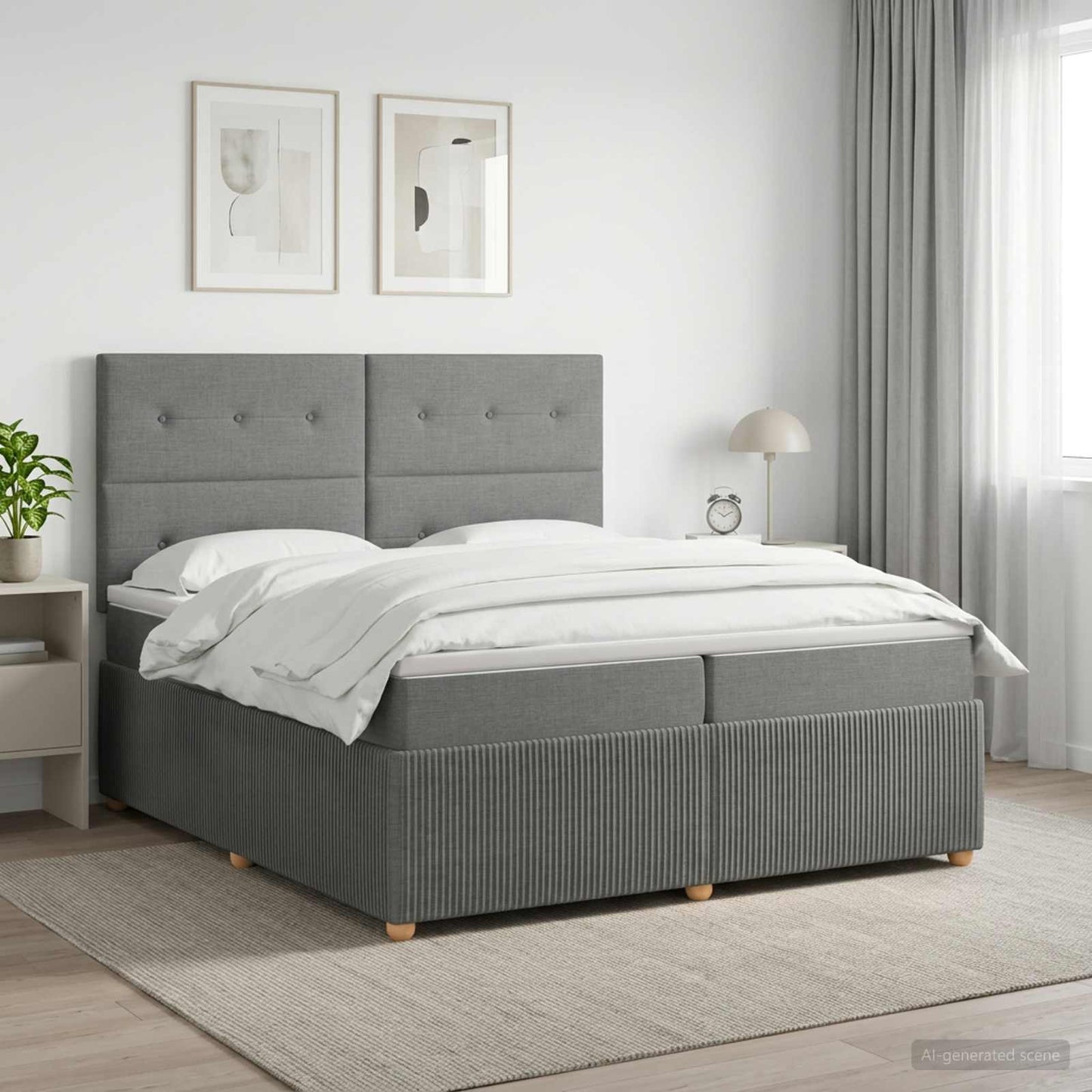 Boxspringbed met matras Donkergrijs 200 x 200 cm Stof