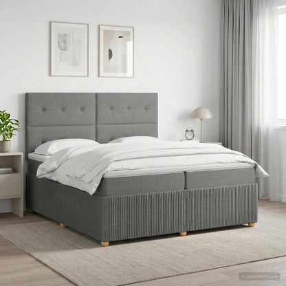 Boxspringbed met matras Donkergrijs 200 x 200 cm Stof