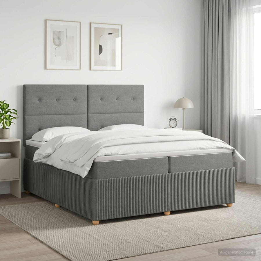 Boxspringbed met matras Donkergrijs 200 x 200 cm Stof
