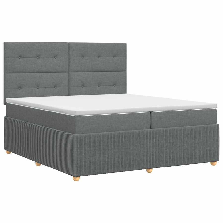 Boxspringbed met matras Donkergrijs 200 x 200 cm Stof