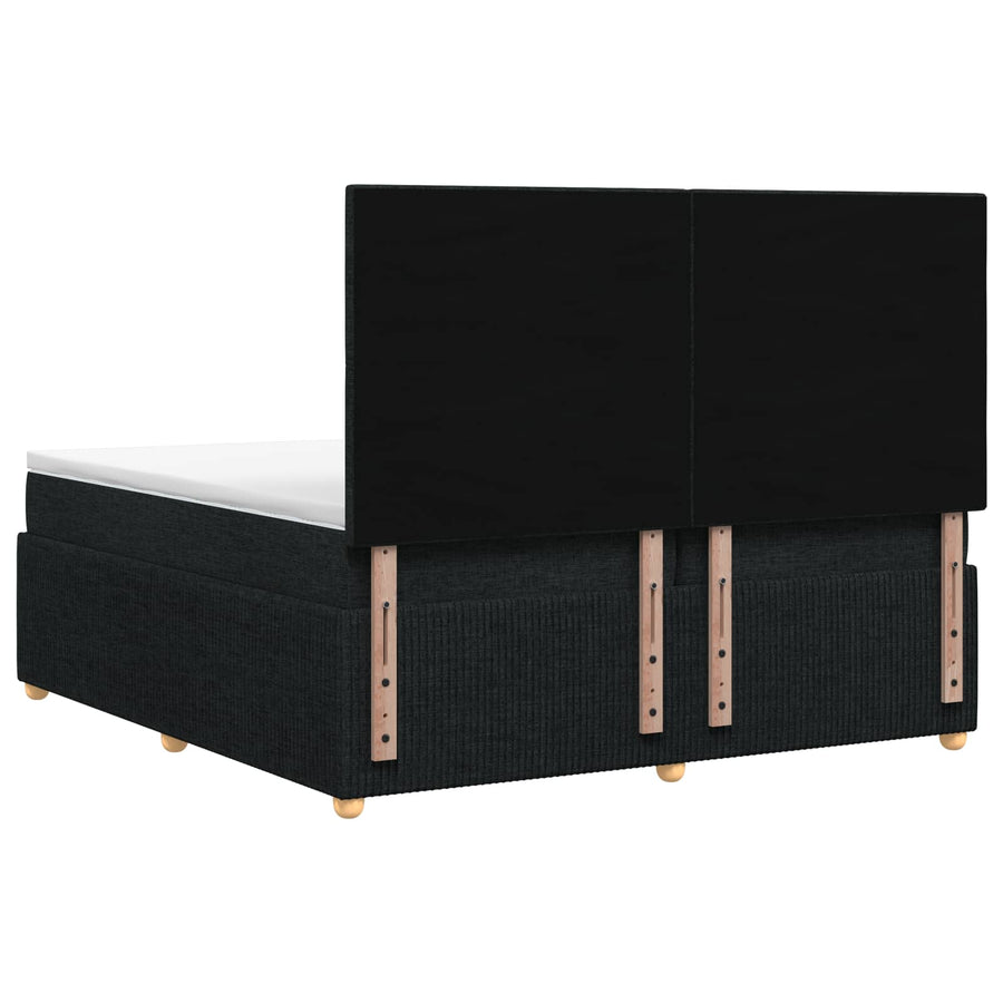 Boxspringbed met matras met hoofdeinde Zwart 200 x 200 cm Stof