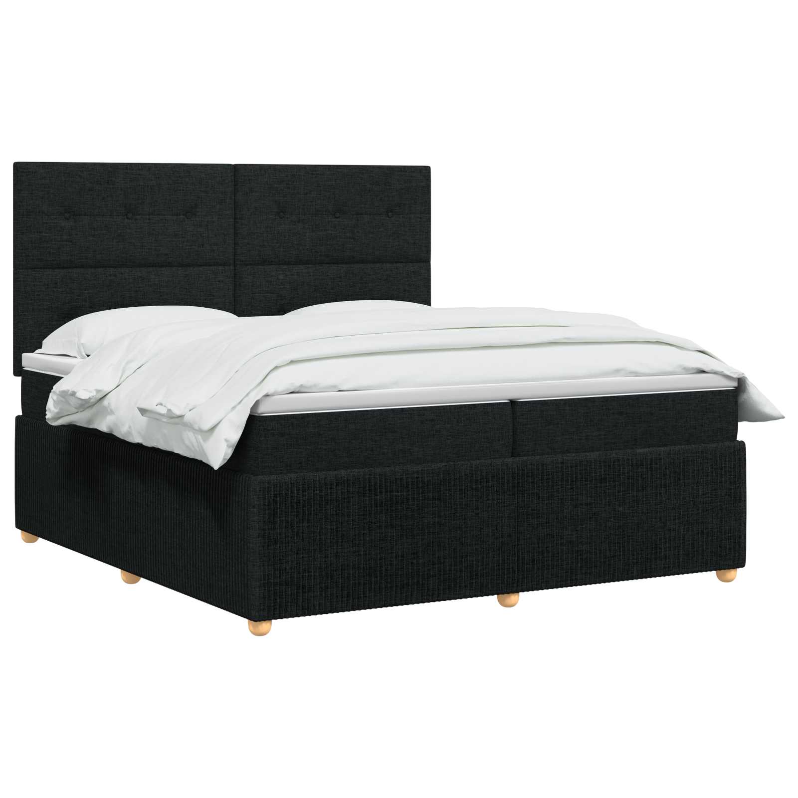 Boxspringbed met matras met hoofdeinde Zwart 200 x 200 cm Stof