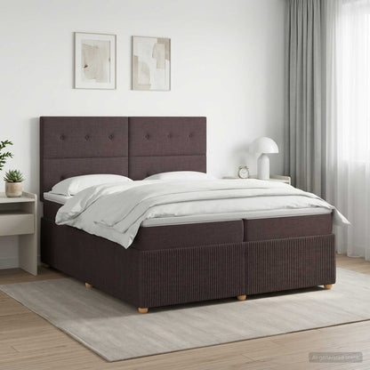 Boxspringbed met matras Donkerbruin 200 x 200 cm Stof