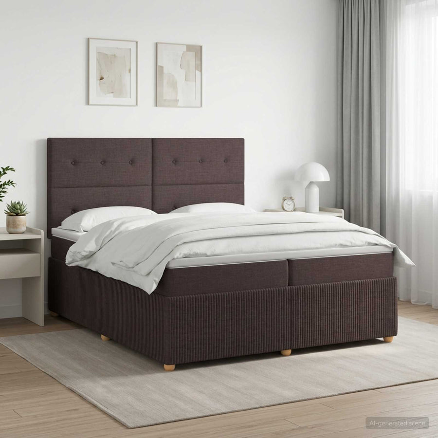 Boxspringbed met matras Donkerbruin 200 x 200 cm Stof