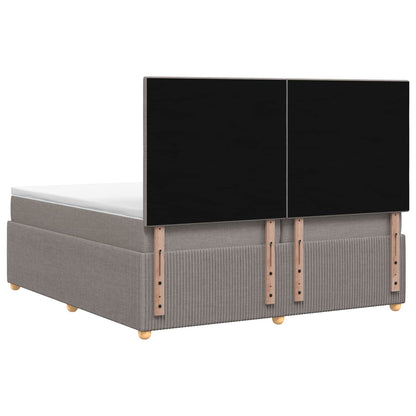 Boxspringbed met matras met hoofdeinde Taupe 200 x 200 cm Stof