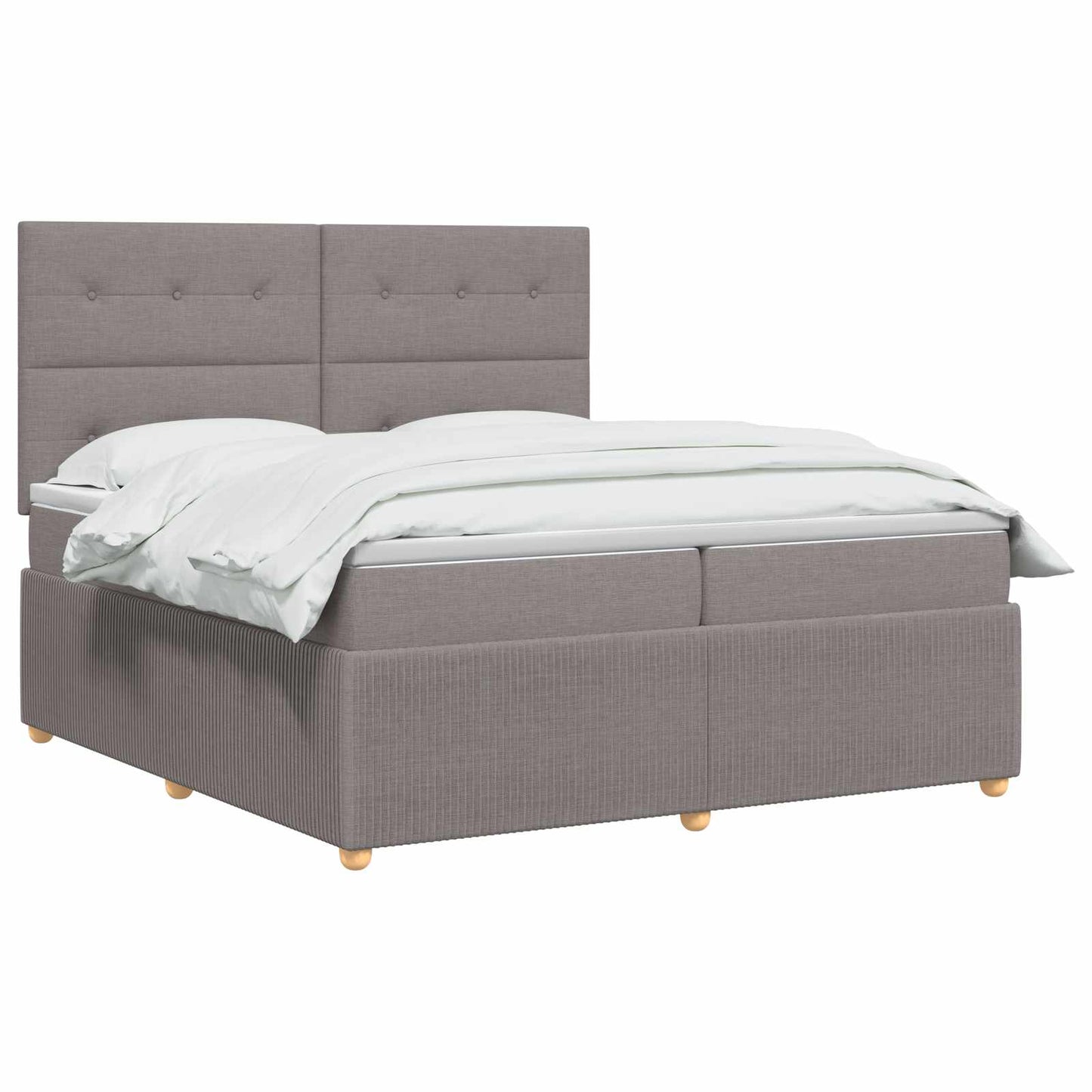 Boxspringbed met matras met hoofdeinde Taupe 200 x 200 cm Stof