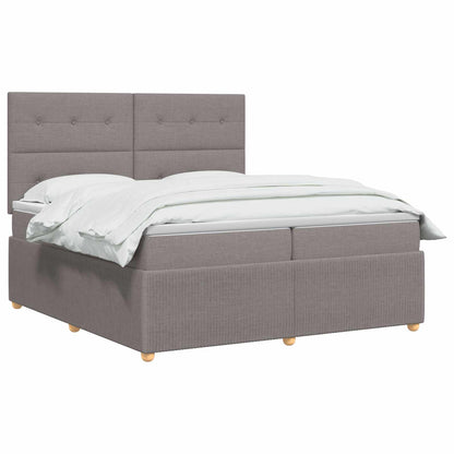 Boxspringbed met matras met hoofdeinde Taupe 200 x 200 cm Stof