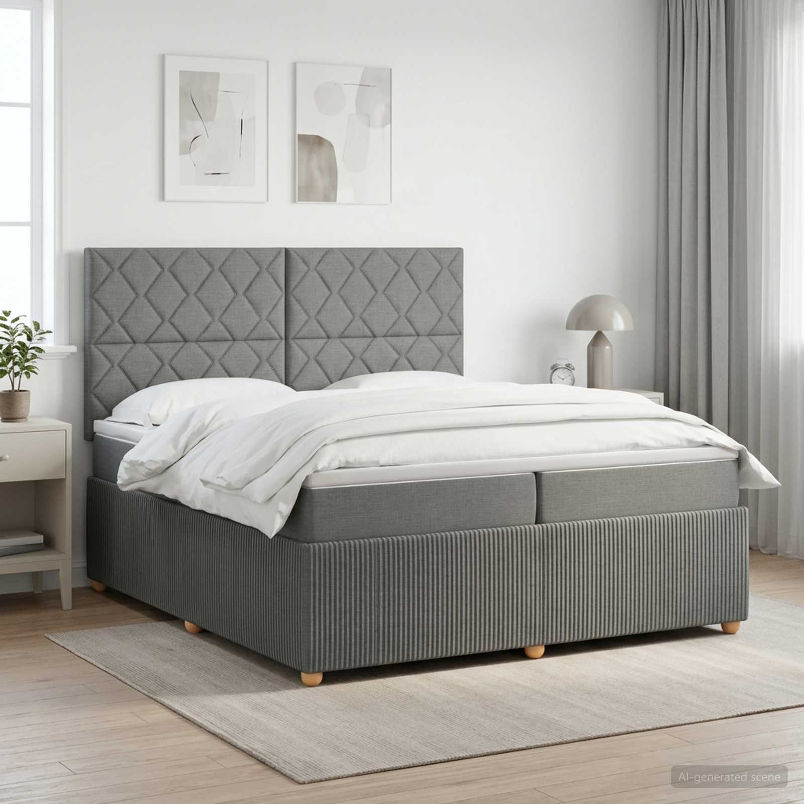 Boxspringbed met matras Donkergrijs 200 x 200 cm Stof
