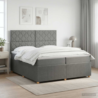 Boxspringbed met matras Donkergrijs 200 x 200 cm Stof