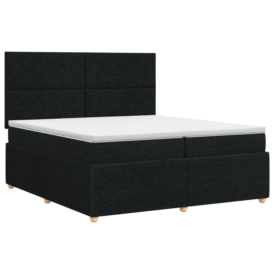 Boxspringbed met matras met hoofdeinde Zwart 200 x 200 cm Stof