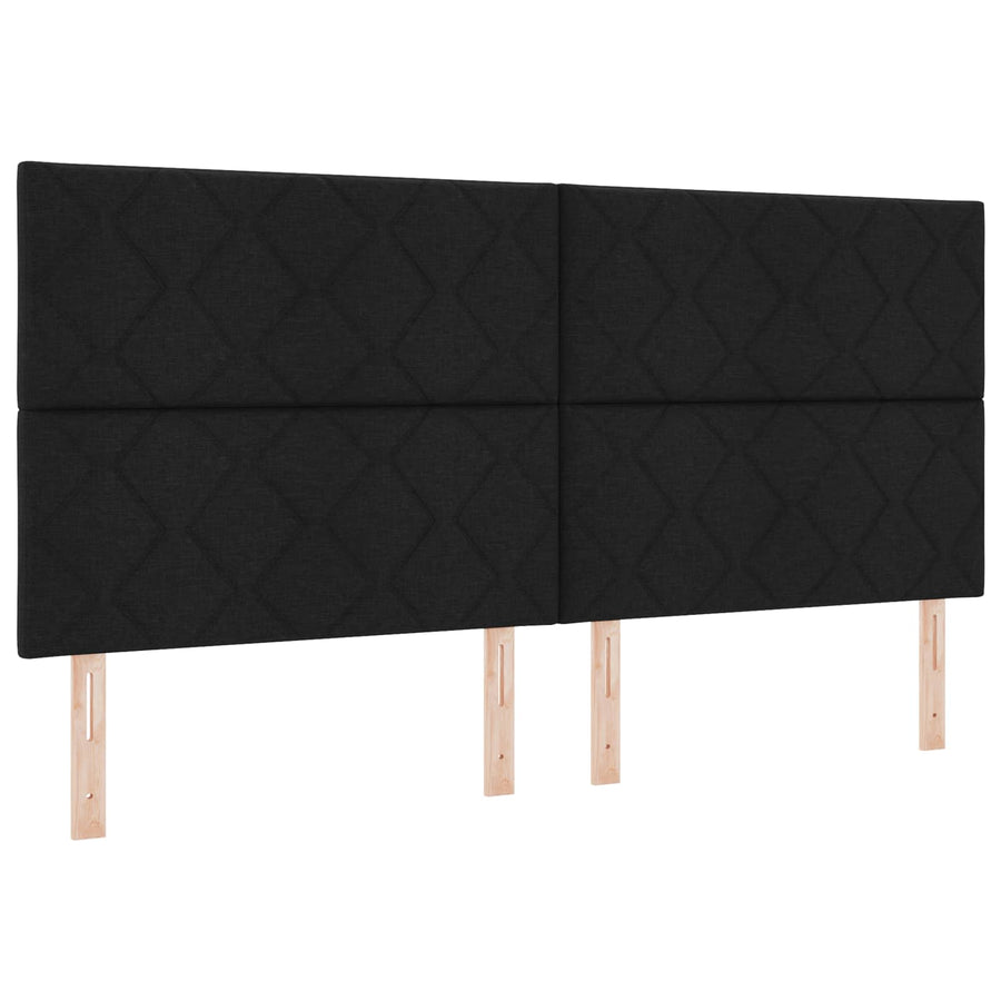 Boxspringbed met matras met hoofdeinde Zwart 200 x 200 cm Stof
