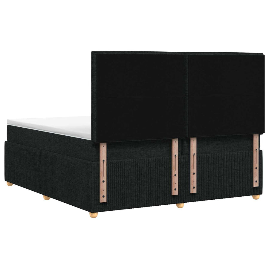 Boxspringbed met matras met hoofdeinde Zwart 200 x 200 cm Stof
