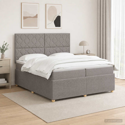Boxspringbed met matras met hoofdeinde Taupe 200 x 200 cm Stof