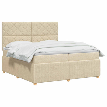 Boxspringbed met matras Crèmekleurig 200 x 200 cm Stof
