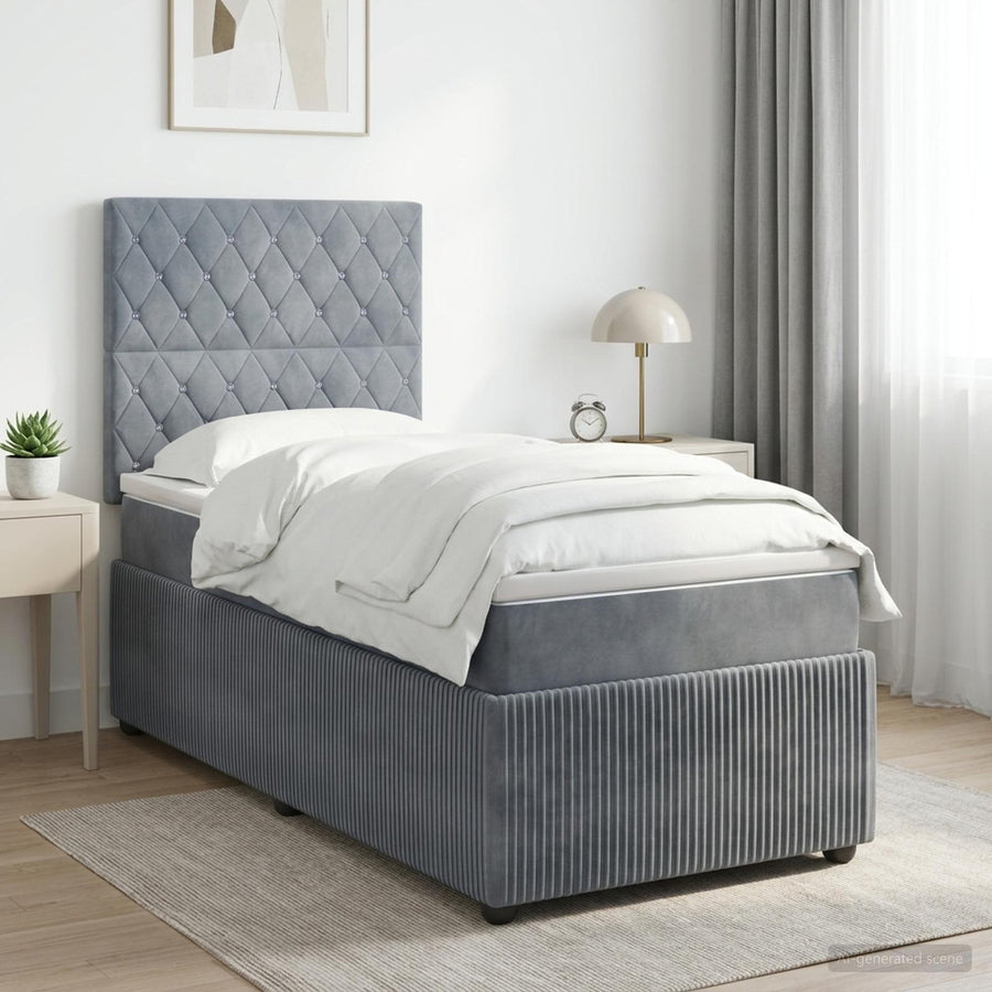 Boxspringbed met matras Donkergrijs 100 x 200 cm Fluweel