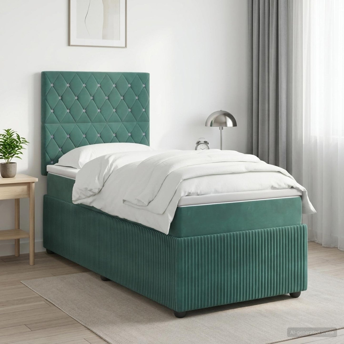 Boxspringbed met matras Donkergroen 90 x 200 cm Fluweel