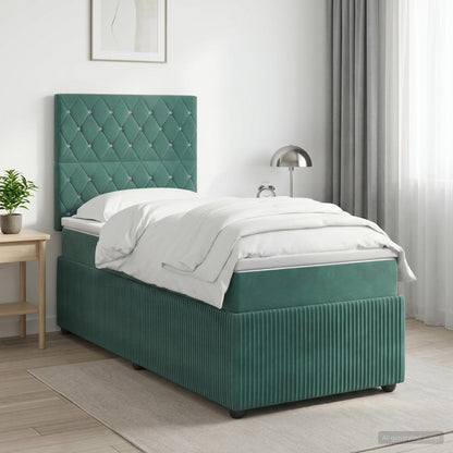 Boxspringbed met matras Donkergroen 90 x 190 cm Fluweel
