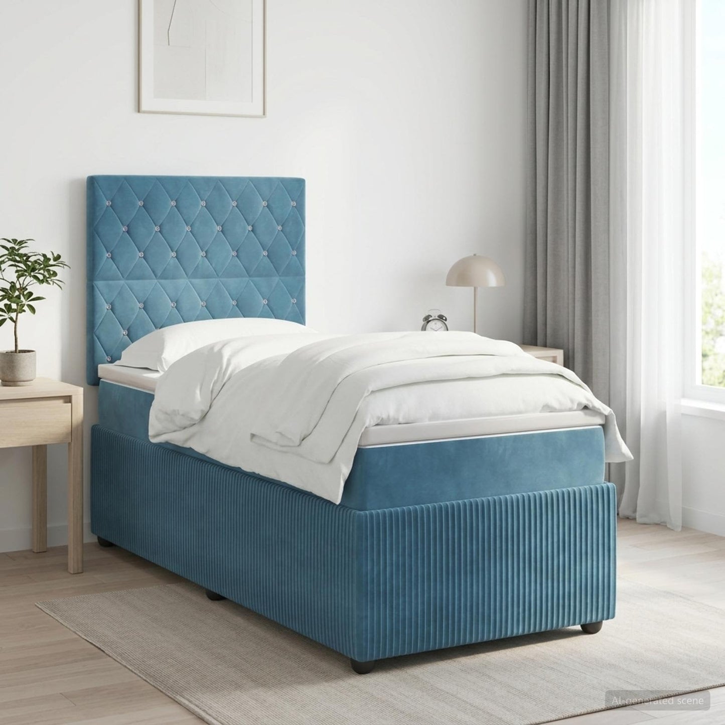 Boxspringbed met matras Blauw 100 x 200 cm Fluweel