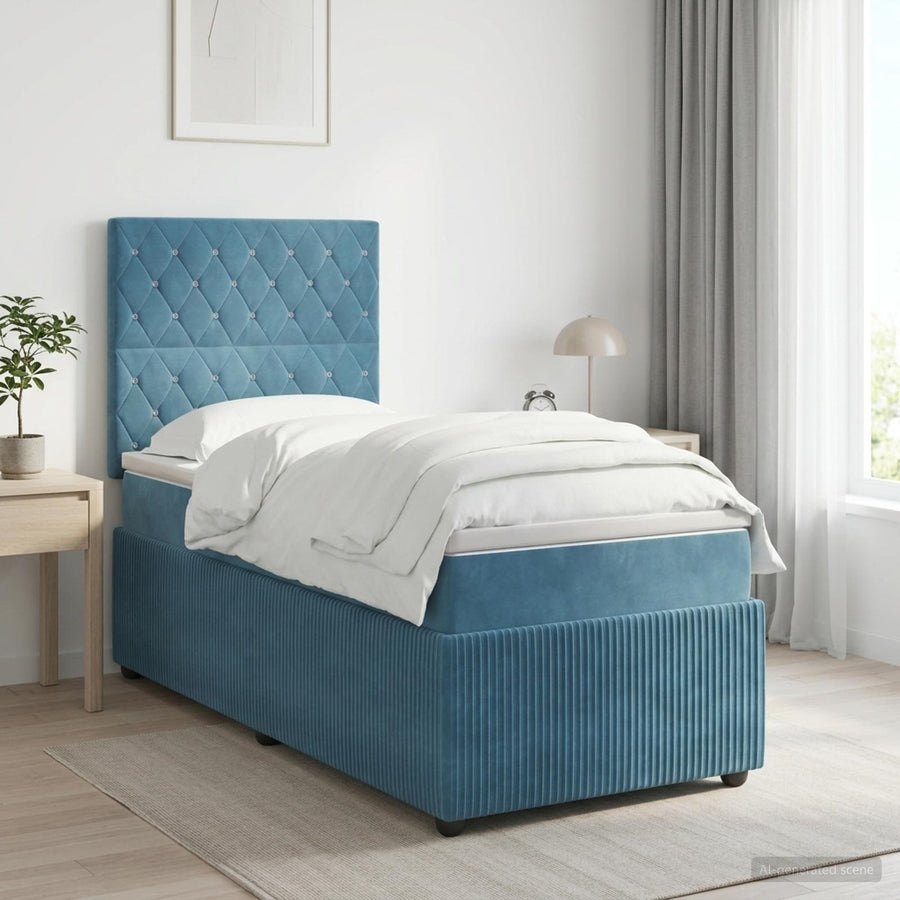 Boxspringbed met matras Blauw 100 x 200 cm Fluweel