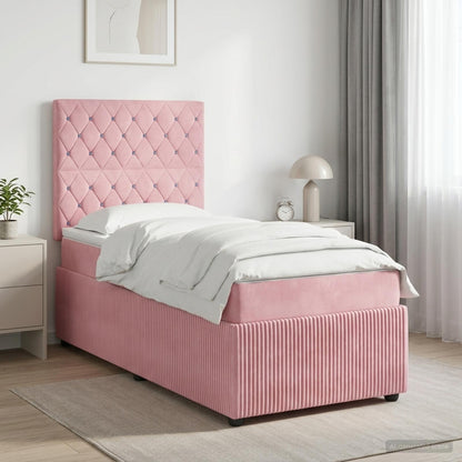 Boxspringbed met matras met hoofdeinde Roze 80 x 200 cm Fluweel