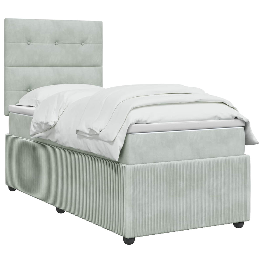 Boxspringbed met matras Lichtgrijs 80 x 200 cm Fluweel