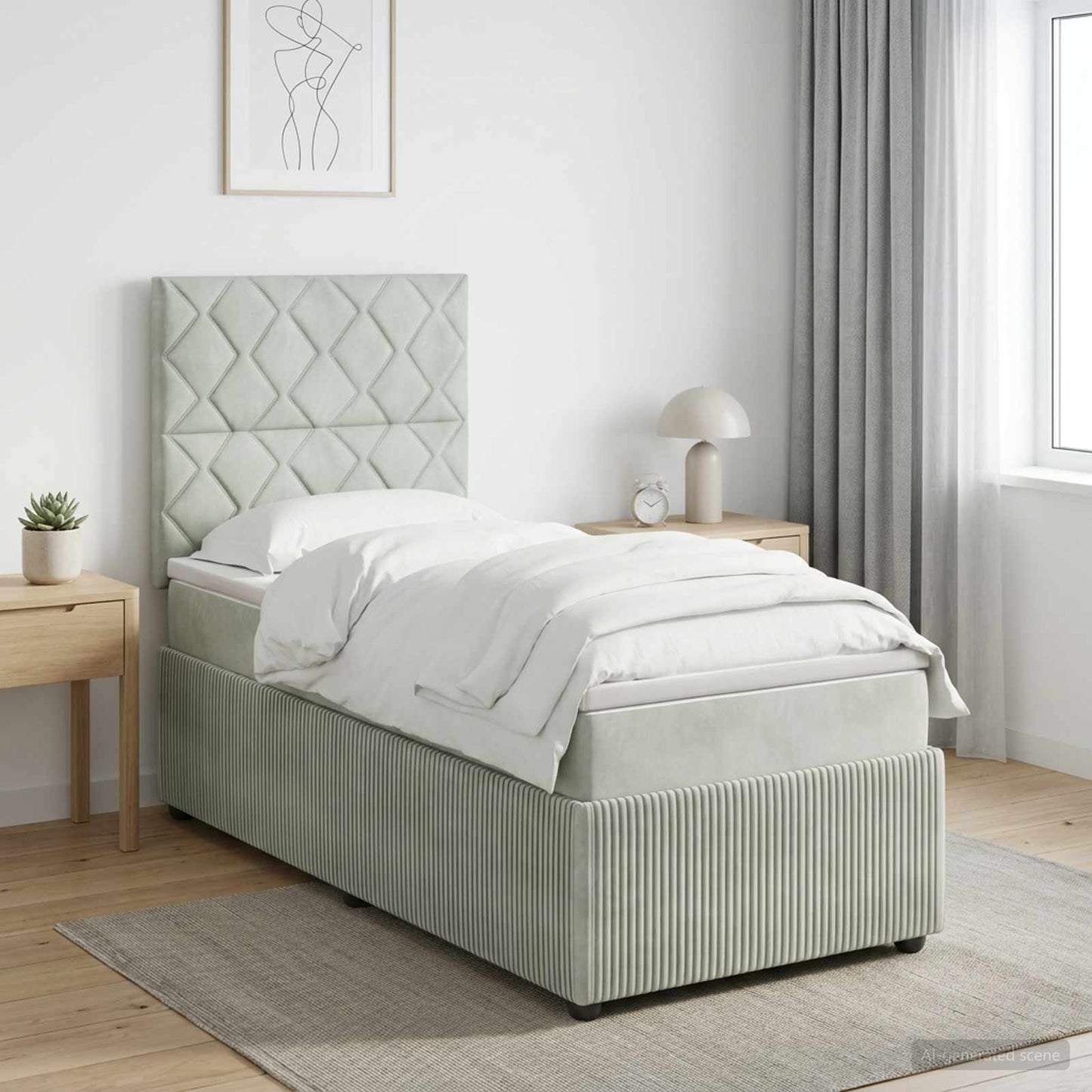 Boxspringbed met matras Lichtgrijs 100 x 200 cm Fluweel