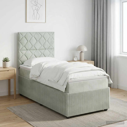 Boxspringbed met matras Lichtgrijs 100 x 200 cm Fluweel