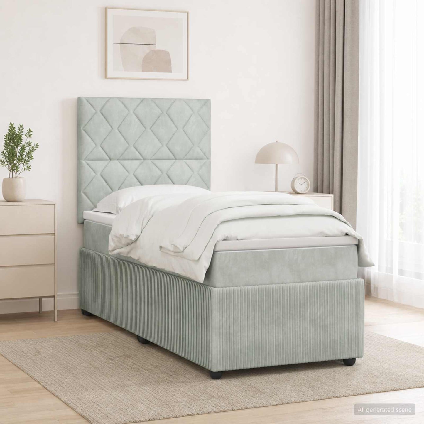 Boxspringbed met matras Lichtgrijs 80 x 200 cm Fluweel