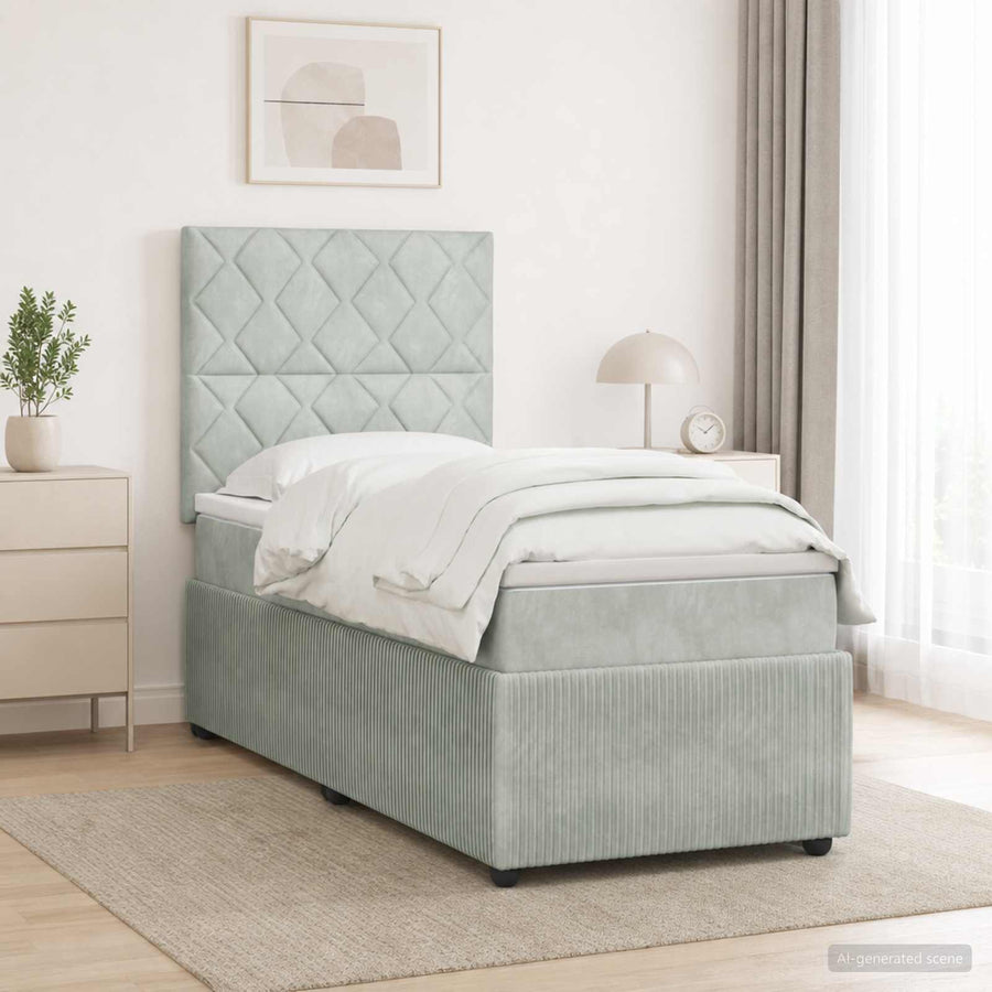 Boxspringbed met matras Lichtgrijs 100 x 200 cm Fluweel