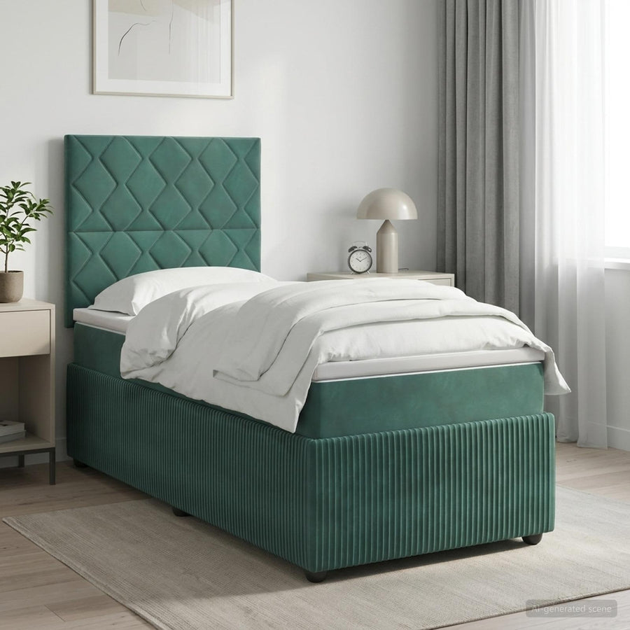 Boxspringbed met matras Donkergroen 80 x 200 cm Fluweel