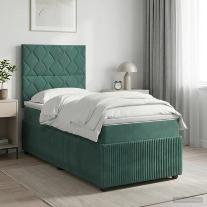 Boxspringbed met matras Donkergroen 100 x 200 cm Fluweel