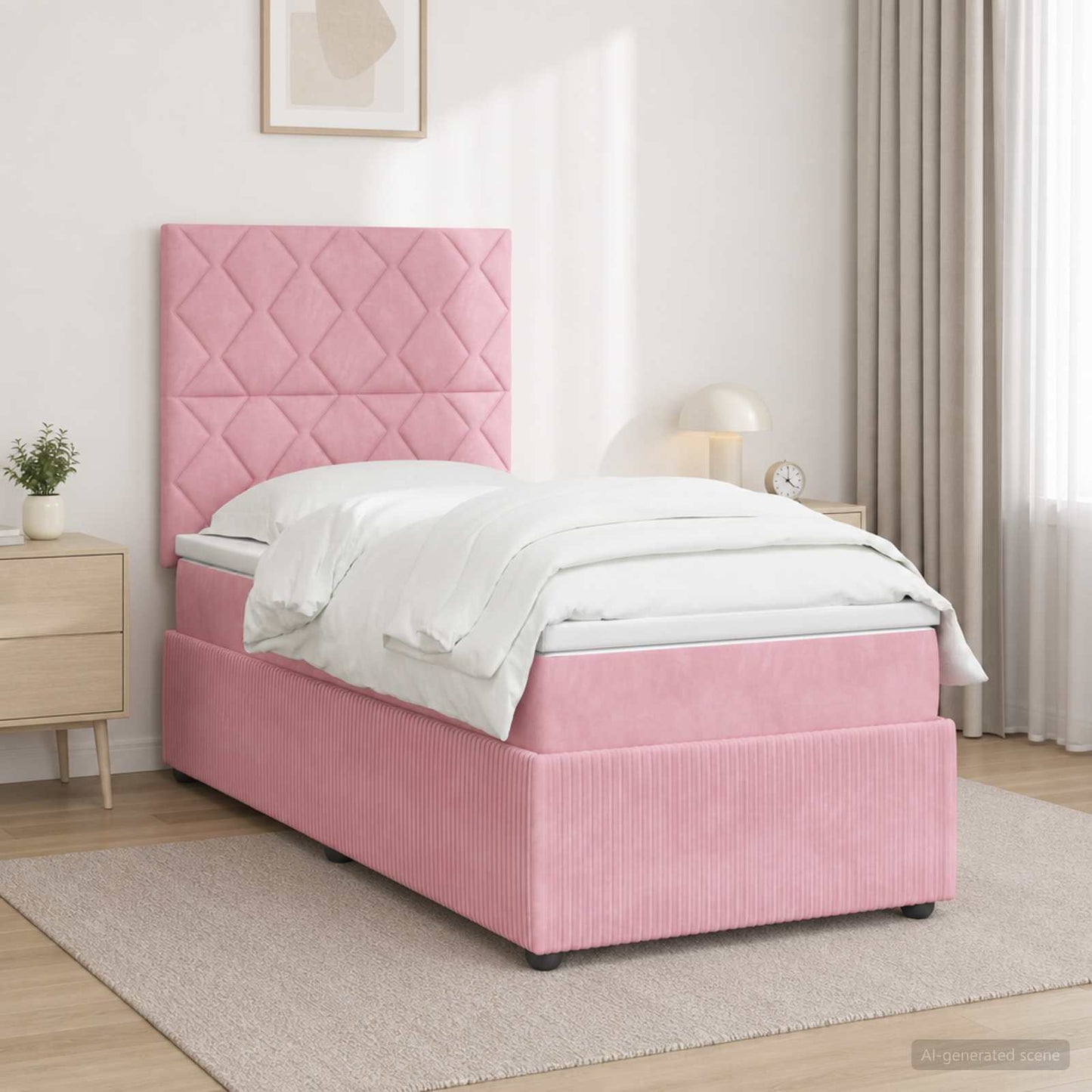 Boxspringbed met matras Roze 100 x 200 cm Fluweel