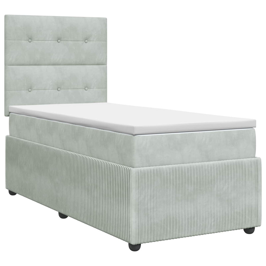 Boxspringbed met matras Lichtgrijs 90 x 190 cm Fluweel