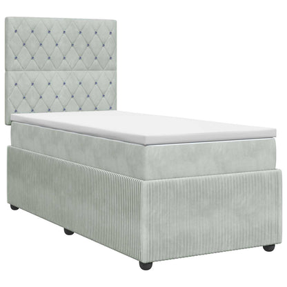 Boxspringbed met matras Lichtgrijs 90 x 200 cm Fluweel