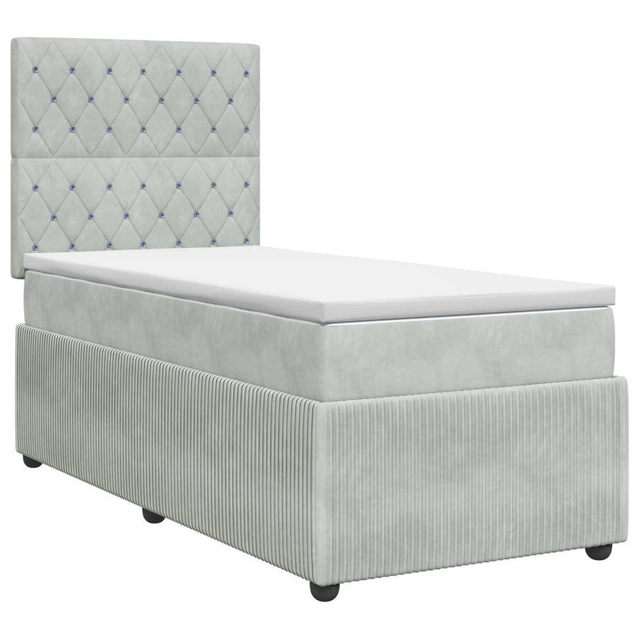 Boxspringbed met matras Lichtgrijs 90 x 200 cm Fluweel