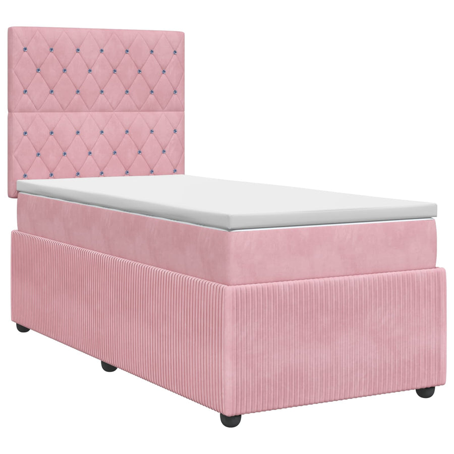 Boxspringbed met matras met hoofdeinde Roze 90 x 200 cm Fluweel