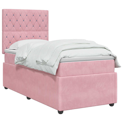 Boxspringbed met matras met hoofdeinde Roze 90 x 200 cm Fluweel
