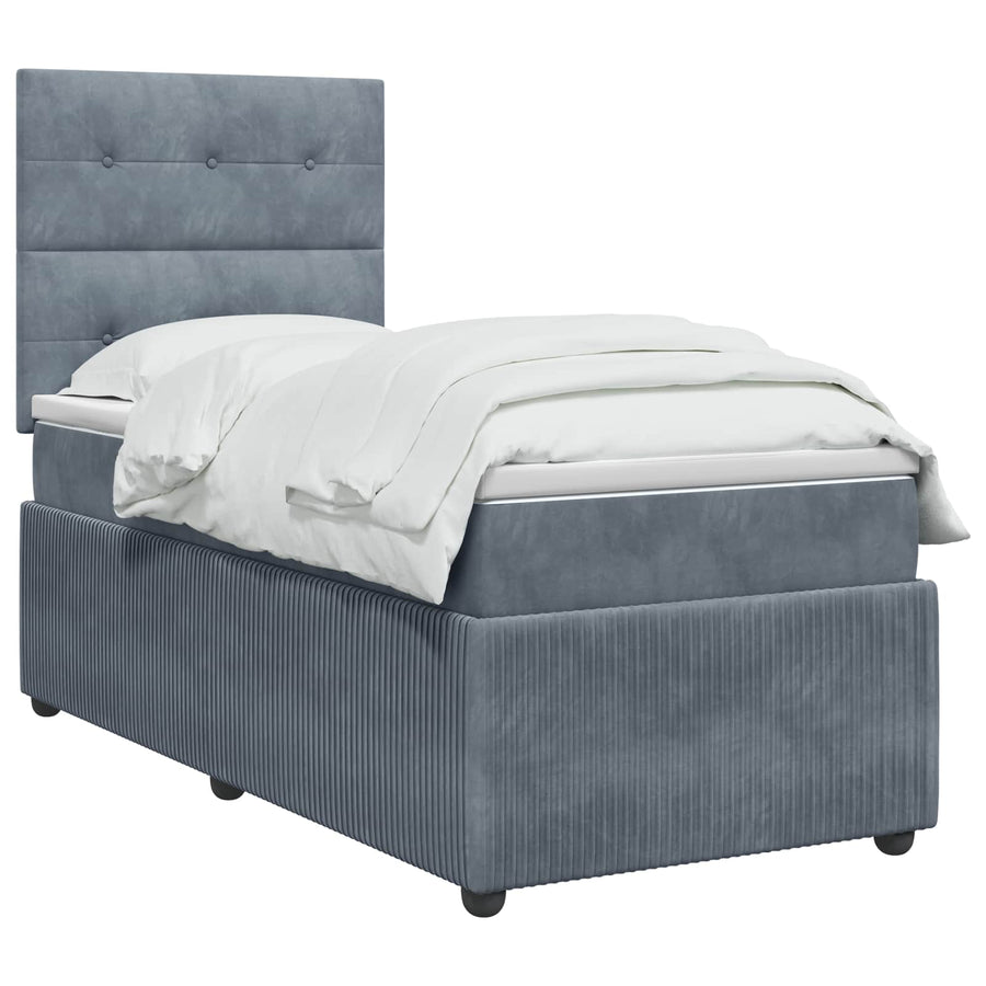 Boxspringbed met matras Donkergrijs 90 x 200 cm Fluweel