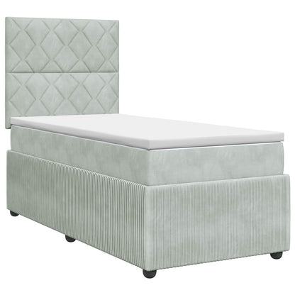Boxspringbed met matras Lichtgrijs 90 x 200 cm Fluweel
