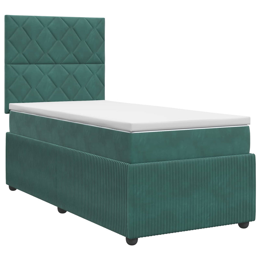 Boxspringbed met matras Donkergroen 90 x 200 cm Fluweel