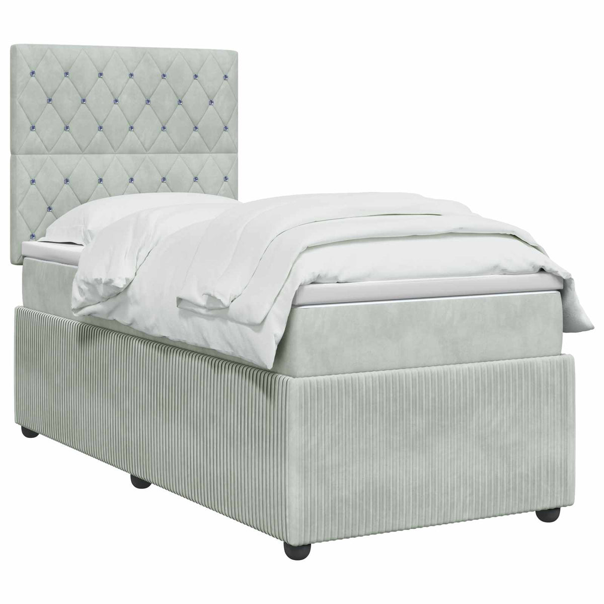 Boxspringbed met matras Lichtgrijs 100 x 200 cm Fluweel