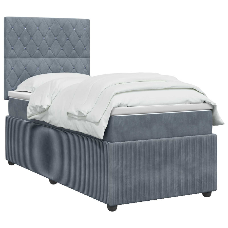 Boxspringbed met matras Donkergrijs 100 x 200 cm Fluweel