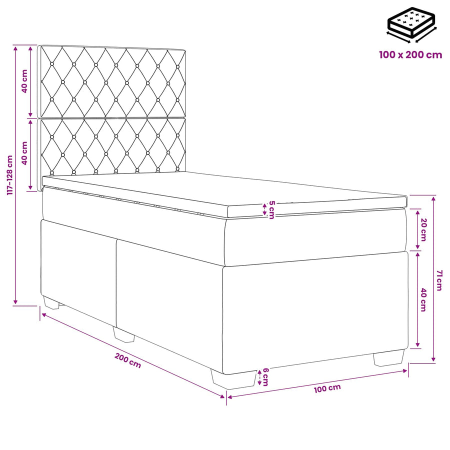 Boxspringbed met matras Donkergroen 100 x 200 cm Fluweel