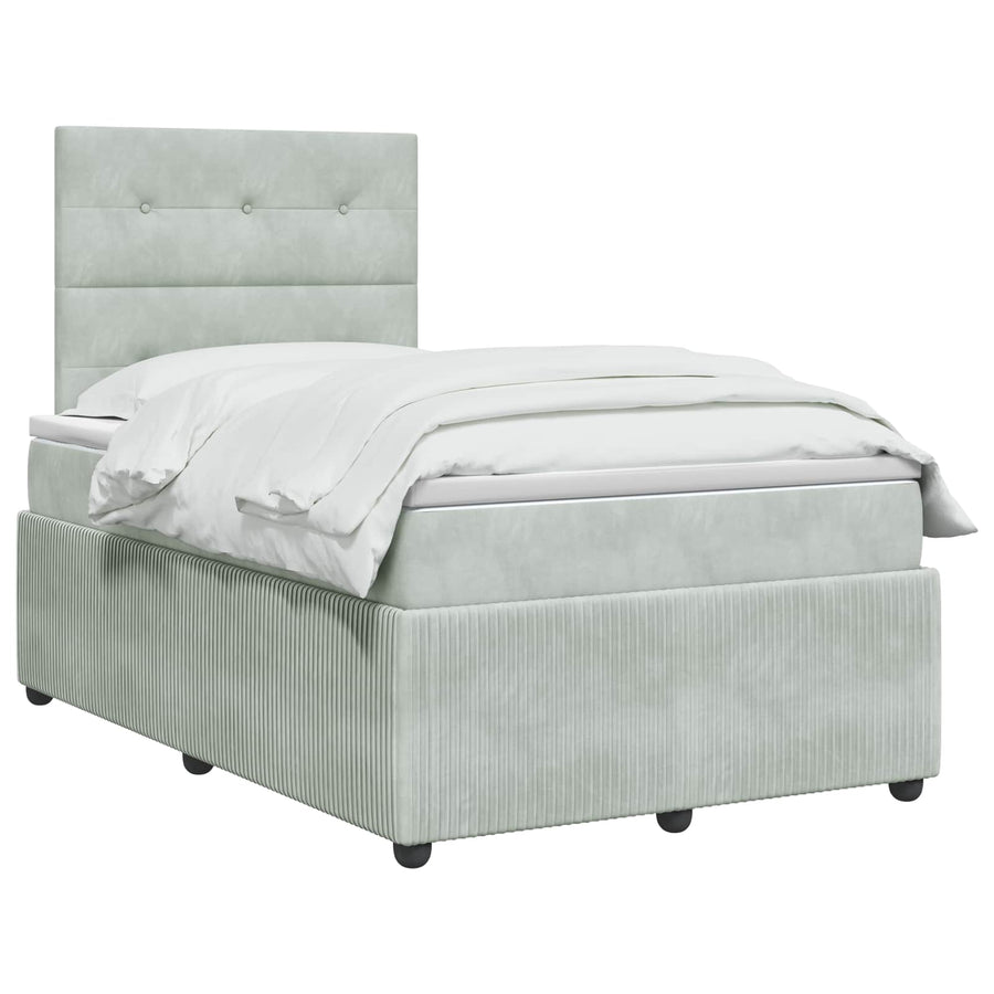 Boxspringbed met matras Lichtgrijs 120 x 190 cm Fluweel