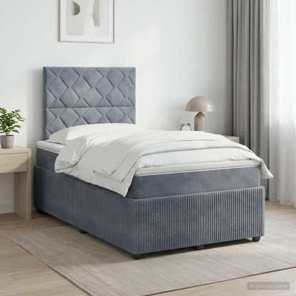 Boxspringbed met matras Donkergrijs 120 x 190 cm Fluweel
