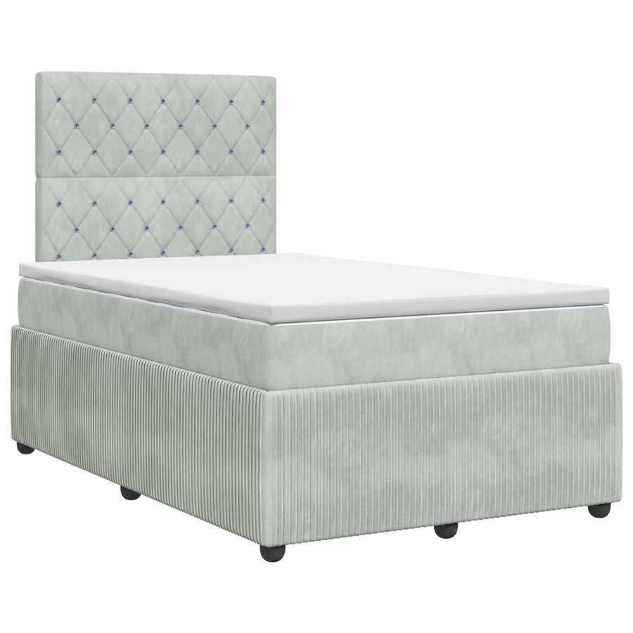 Boxspringbed met matras Lichtgrijs 120 x 200 cm Fluweel