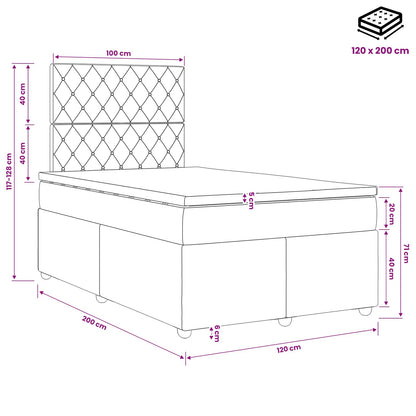 Boxspringbed met matras Lichtgrijs 120 x 200 cm Fluweel