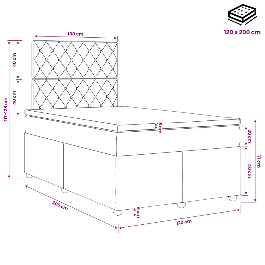 Boxspringbed met matras Roze 120 x 200 cm Fluweel