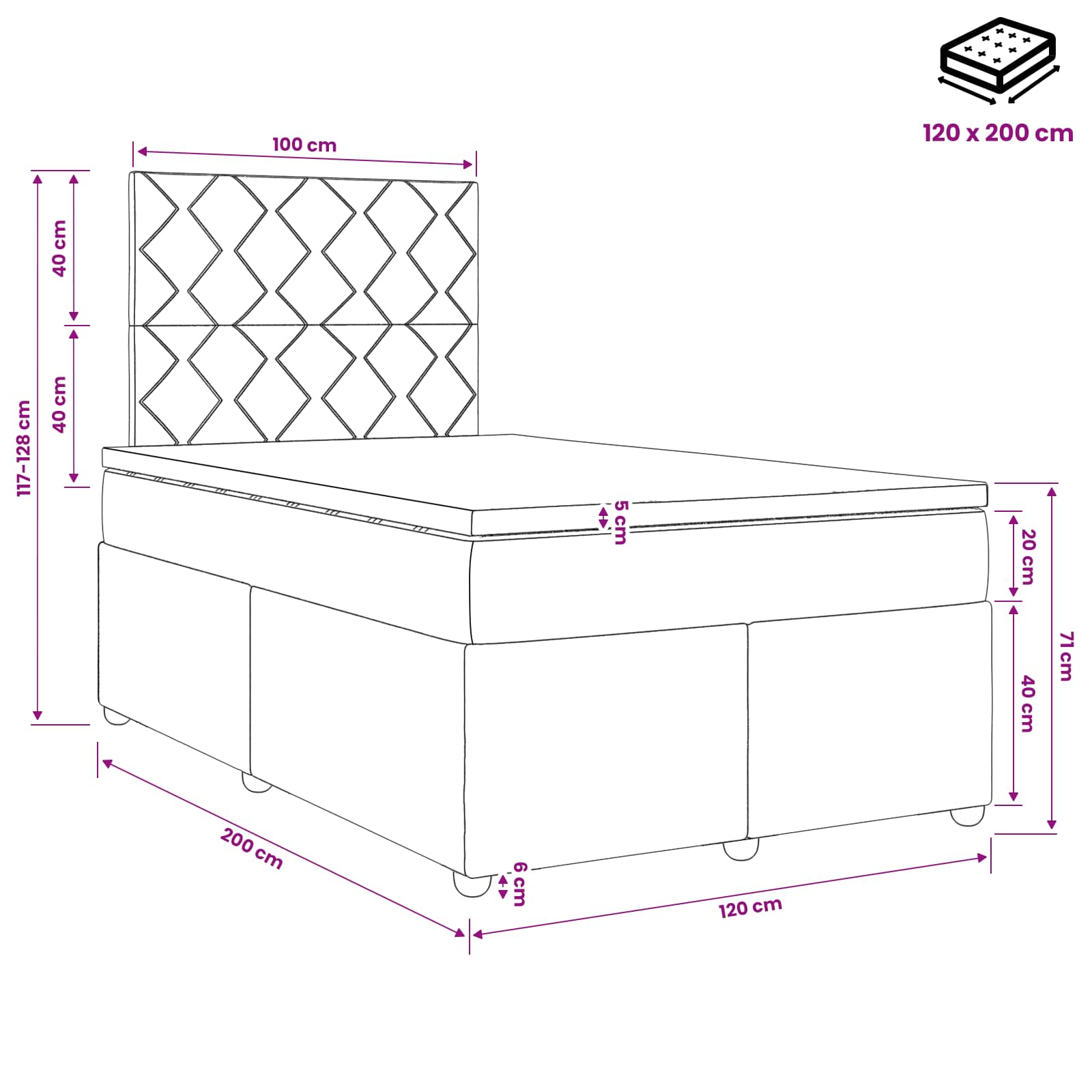 Boxspringbed met matras Donkergroen 120 x 200 cm Fluweel