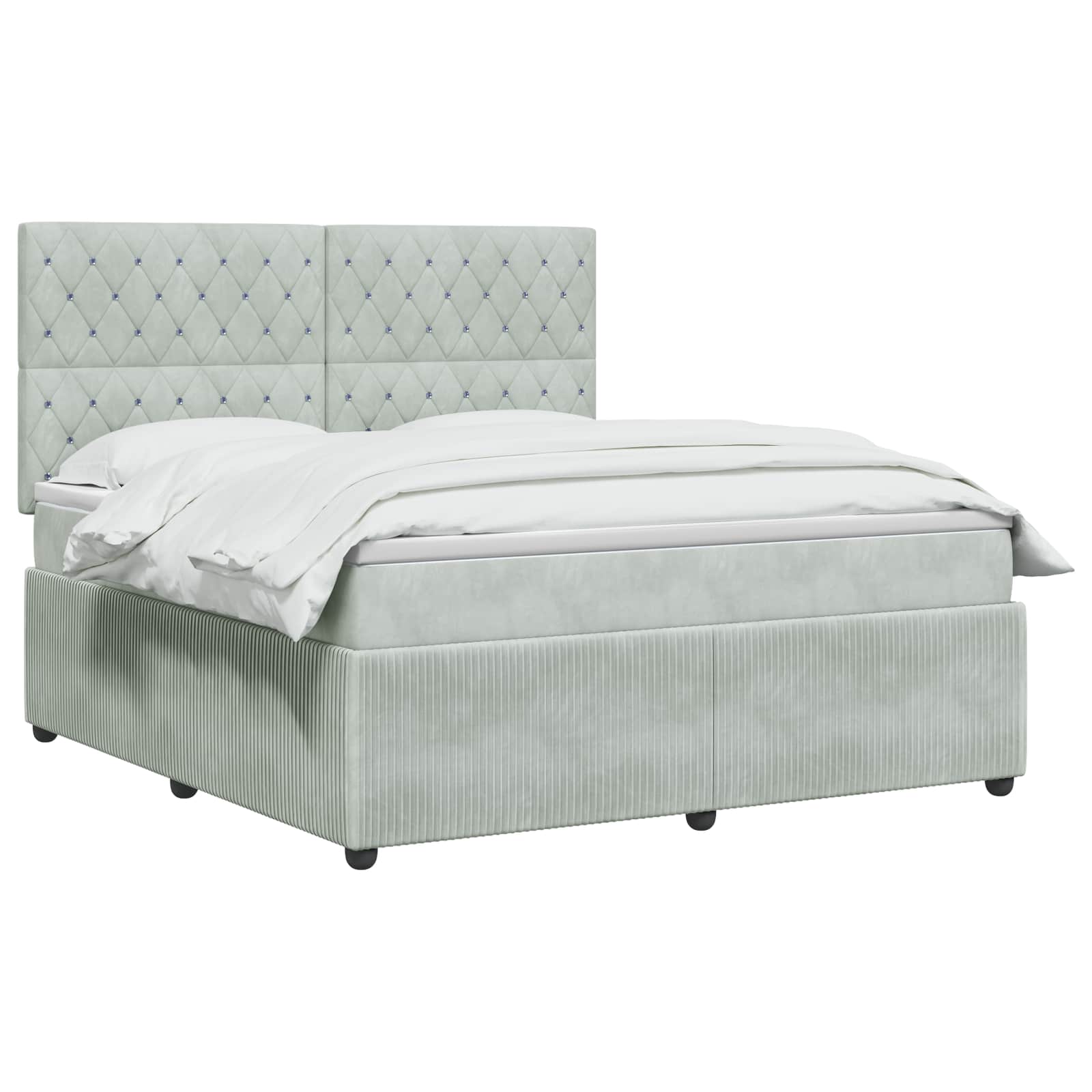 Boxspringbed met matras Lichtgrijs 140 x 190 cm Fluweel